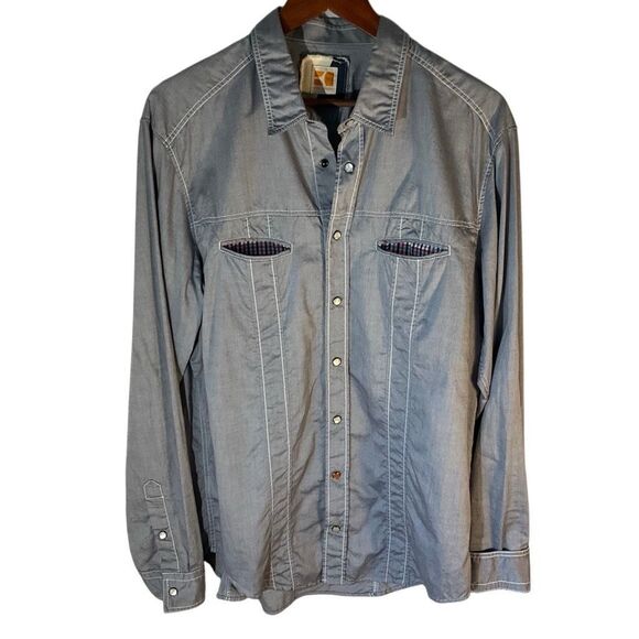 Men’s Hugo Orange Hugo Boss Snap Up Shirt, XL. Grey - Picture 2 of 16